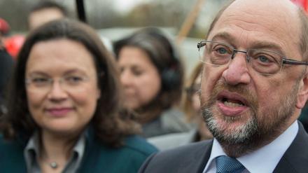 SPD-Bundesvorsitzender Martin Schulz und die SPD-Bundestagsfraktionsvorsitzende Andrea Nahles.