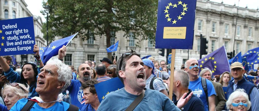 Tausende Briten haben am Samstag gegen den Austritt ihres Landes aus der EU protestiert. 