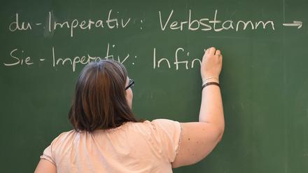 Die Lehrerin Engela Witte unterrichtet in Vechta (Niedersachsen) an der Universität Deutsch für Flüchtlinge. 