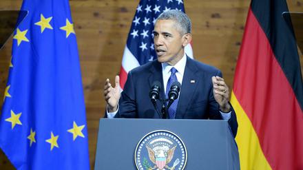 US-Präsident Barack Obama hält eine Rede auf der Hannover Messe.