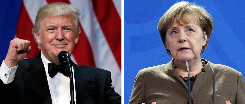 Archivfotos zeigen US-Präsident Donald Trump und Bundeskanzlerin Angela Merkel. 