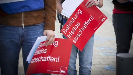 Eine SPD-Aktion gegen die sachgrundlose Befristung.
