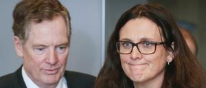 EU-Handelskommissarin Cecilia Malmström nach ihrem Gespräch mit dem US-Handelsbeauftragten Robert Lighthizer.