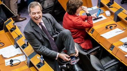 Der Chef der Brexit-Partei, Nigel Farage, am Mittwoch im Europaparlament in Brüssel. 