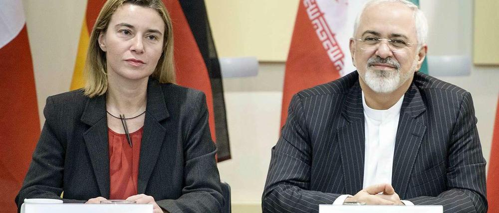 Verhandlungspartner. Die italienische EU-Außenbeauftragte Federica Mogherini und der iranische Außenminister Mohammed Dschawad Sarif.