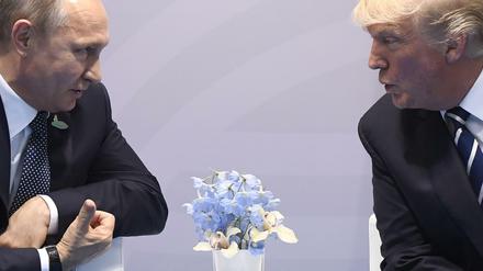 Der russische Präsident Wladimir Putin (links) und US-Präsident Donald Trump (rechts) beim G20-Gipfel in Hamburg.