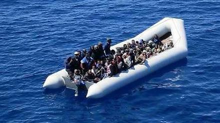 Flüchtlinge auf dem Mittelmeer.