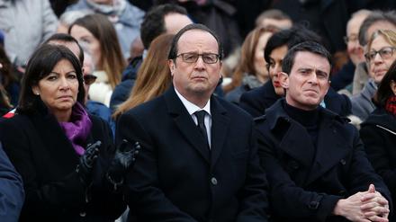 Frankreichs Präsident Francois Hollande beim Gedenken an die Opfer der Terroranschläge am 10. Januar 2016.