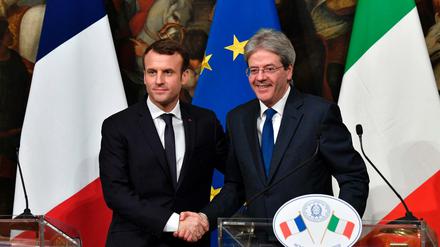 Frankreichs Präsident Emmanuel Macron (l.) und Italiens Premierminister Paolo Gentiloni am Donnerstag in Rom.