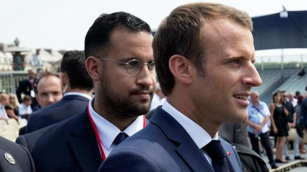 Emmanuel Macron und sein Sicherheitsberater Alexandre Benalla.