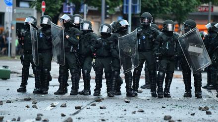 Polizisten während des G20-Gipfels in St. Pauli. 