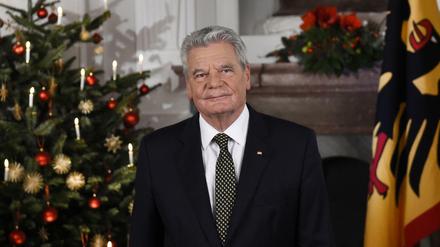 Bundespräsident Joachim Gauck bei der Aufzeichnung seiner Weihnachtsansprache in Schloss Bellevue.