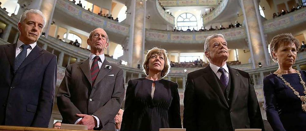 Bundespräsident Joachim Gauck am Freitag in der Frauenkirche in Dresden.