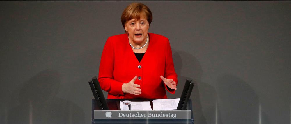 Bundeskanzlerin Angela Merkel (CDU) sprach am Donnerstagmorgen im Bundestag.
