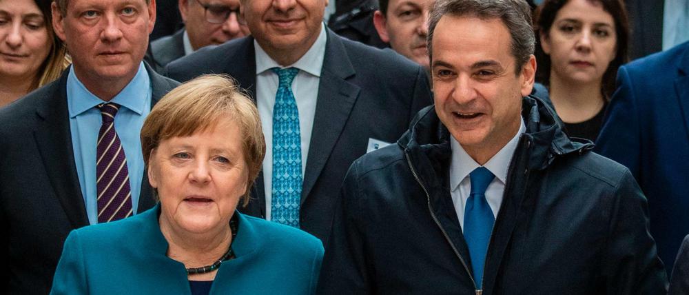Verbündete in Europa: Bundeskanzlerin Angela Merkel und der griechische Regierungschef Kyriakos Mitsotakis in Berlin.
