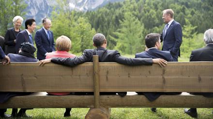 Moment der Entspannung auf Schloss Elmau: die G7 