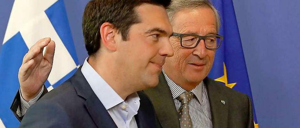 Krisengespräch in Brüssel. Der griechische Ministerpräsident Alexis Tsipras (links) und EU-Kommissionschef Jean-Claude Juncker.