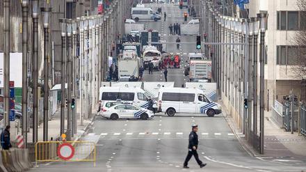 Teile der Brüsseler Innenstadt war nach den Anschlägen vom Dienstag weiträumig abgesperrt.