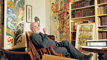 Kunst und Künstler. Horst Hussel in seiner Pankower Wohnung.