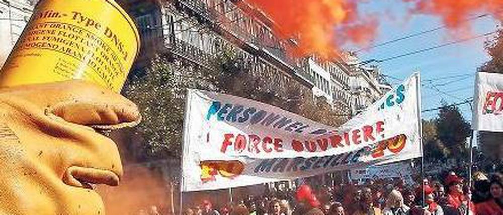 In Frankreich wurde am Dienstag landesweit demonstriert – so auch in Marseille. 