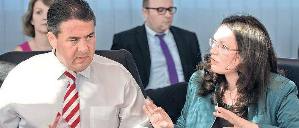 Parteireformer in spe. Der SPD-Vorsitzende Sigmar Gabriel und SPD-Generalsekretärin Andrea Nahles. Foto: Clemens Bilan/dapd