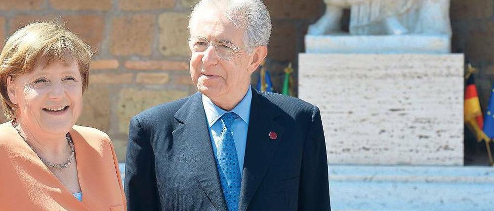 In der Villa Madama trafen sich am Mittwoch die Regierungschefs Monti und Merkel.