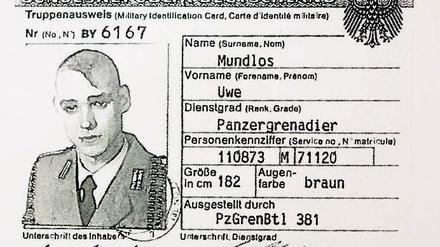 Die rechte Gesinnung des NSU-Terroristen Uwe Mundlos fiel schon während seiner Zeit als Wehrpflichtiger auf. Das Bild zeigt seinen Truppenausweis aus dem Jahr 1994. 