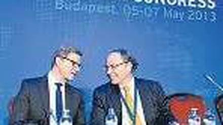 Guido Westerwelle und der neue Vizepräsident des Jüdischen Weltkongresses, Dieter Graumann (links). Foto: dpa