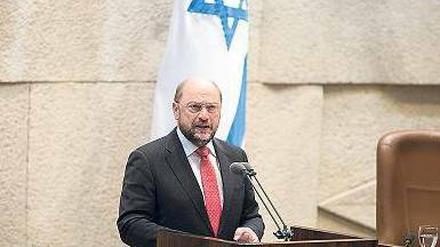 In der Knesset. EU-Parlamentschef Schulz bei seiner Rede am Mittwoch. Foto: imago