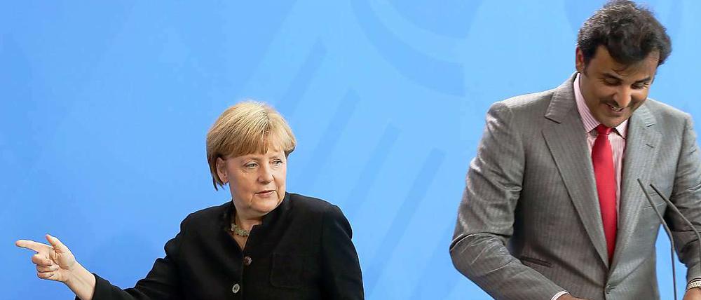 Bundeskanzlerin Angela Merkel und der 34-jährige Emir Tamim bin Hamad al Thani am Mittwoch in Berlin. 