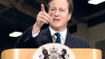 Fingerzeig Richtung Brüssel. David Cameron bei seiner Rede am Freitag in Rochester.