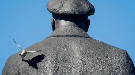 Eine Taube und ein Revolutionsführer. Die Leninstatue in Slowjansk hat die Wirren in der Ukraine überlebt. 
