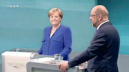 Kanzlerin Merkel und SPD-Kanzlerkandidat Martin Schulz werden sich nicht zu einem zweiten TV-Duell treffen. 