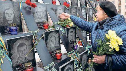 Instytutska Straße in Kiew: Gedenken an die „Himmlischen Hundert“, die bei den Maidan-Demonstrationen im Februar 2014 ihr Leben verloren.
