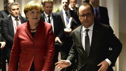 Kanzlerin Angela Merkel und Frankreichs Präsident François Hollande am Donnerstag in Brüssel.