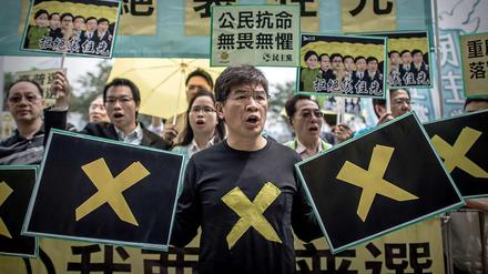 Die Demokratiebewegung protestierte am Mittwoch in Hongkong erneut für ein umfassendes allgemeines Wahlrecht. 