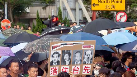 Klare Bildersprache. Junge Demonstranten am Mittwoch in Hongkong.