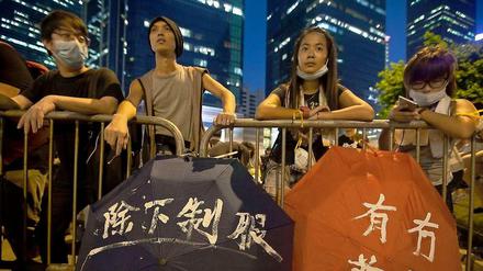 Sie fordern von der Führung in Peking mehr Demokratie: Junge Demonstranten in Hongkong