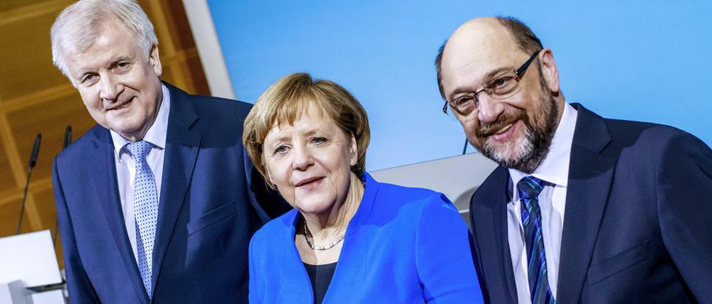 Horst Seehofer, Angela Merkel, Martin Schulz.