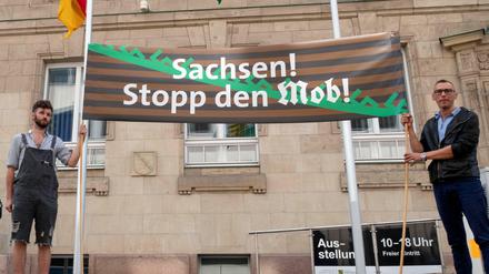 Gegen rechte Ausschreitungen in Chemnitz: Kundgebung Ende August 2018 vor der Sächsischen Landesvertretung in Berlin.