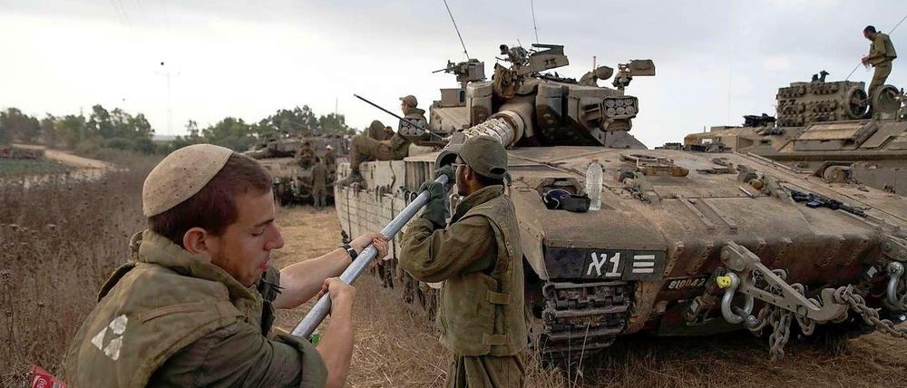 Israelische Soldaten nahe der Grenze zum Gazastreifen.