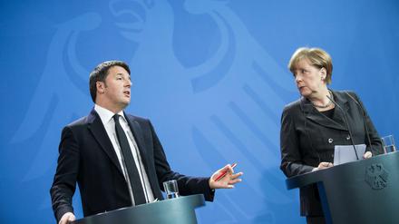 Bundeskanzlerin Angela Merkel (CDU) und Italiens Ministerpräsident Matteo Renzi am Freitag im Kanzleramt in Berlin.