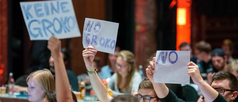 Auch für die Delegierten des Juso-Bundeskongresses ist klar: "Keine GroKo", "No GroKo", Deutschland lässt sich auch anders regieren.