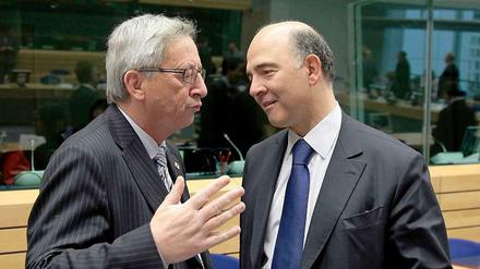 Lieber erst einmal ins Hotel. EU-Kommissionschef Jean-Claude Juncker (links) und Währungskommissar Pierre Moscovici.