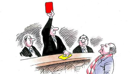 Karikatur: Die rote Karte für Hoeneß