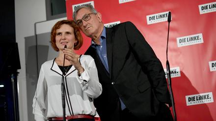 Linkspartei-Chefs Bernd Riexinger und Katja Kipping am Dienstag auf der Klausurtagung der Bundestagsfraktion in Potsdam. 