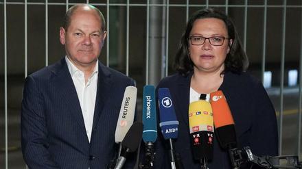 Bundesfinanzminister Olaf Scholz (SPD) und Andrea Nahles, SPD-Bundesvorsitzende.