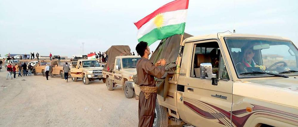 Die Peschmerga-Kämpfer auf dem Weg nach Kobane.
