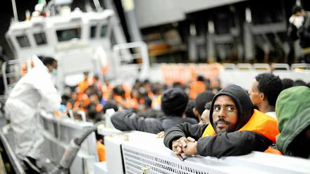 Flüchtlinge vor Lampedusa.