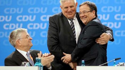 NRW-CDU-Politiker (von rechts) Armin Laschet, Karl Josef Laumann und Peter Hintze